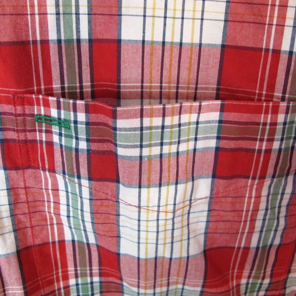 Vintage Tommy Hilfiger Short Sleeve Shirt Men's‎ XL Red Patchwork Floral Plaid - Picture 3 of 7